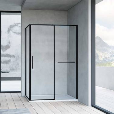 Vincea Slim Soft VSR-1SS9011CLB, 1100*900, черный, стекло прозрачное