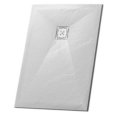 RGW ST-0168W Белый/Прямоуг Ø90 Каменный/80*160*2,5  (сифон,экран,ножки приобретается отдельно)