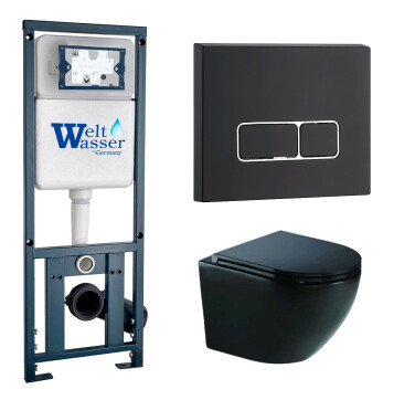 Унитаз с инсталляцией WeltWasser MARBERG 410 + MERZBACH 043 GL-BL + MAR 410 SE MT-BL