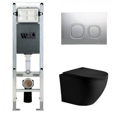 Комплект Weltwasser 10000011323 подвесной унитаз Merzbach 043 MT-BL + инсталляция Amberg 350 ST + кнопка Amberg RD-CR