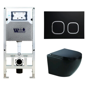 Унитаз с инсталляцией WeltWasser AMBERG 506 ST + MERZBACH 043 GL-BL + AMBERG RD-BL