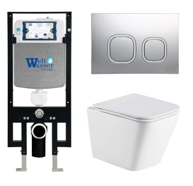 Унитаз с инсталляцией WeltWasser AMBERG 497 + GELBACH 043 GL-WT + AMBERG RD-CR