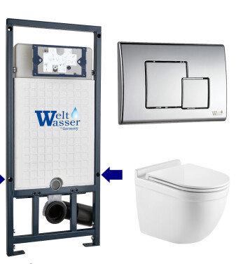 Унитаз с инсталляцией WeltWasser MARBERG 507 + HEIMBACH 043 GL-WT + MAR 507 SE-CR