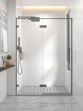 Veconi Premium Alassio GR, 1300х2000, брашированный графит, стекло прозрачное осветленное