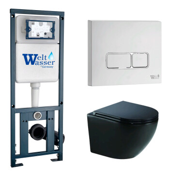 Унитаз с инсталляцией WeltWasser MARBERG 410 + MERZBACH 043 GL-BL + MAR 410 SE GL-WT