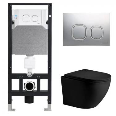 Комплект Weltwasser 10000011341 подвесной унитаз Merzbach 043 MT-BL + инсталляция Amberg 506 + кнопка Amberg RD-CR