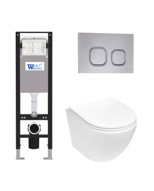 Комплект унитаза инсталяции и кнопки Weltwasser AMBERG 350 + MERZBACH 043 MT-WT + AMBERG RD-CR