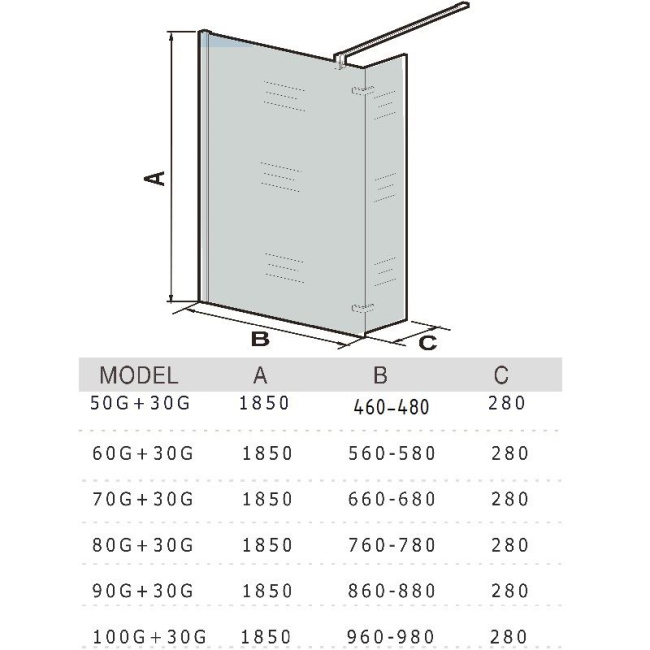 WeltWasser WW400 Walk-in 60G+30G 60*30*185 L/R с опорным профилем без поддона