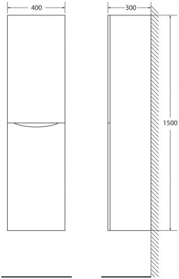 BelBagno Fly 40x150 FLY-MARINO-1500-2A-SC-BO-P-L левый