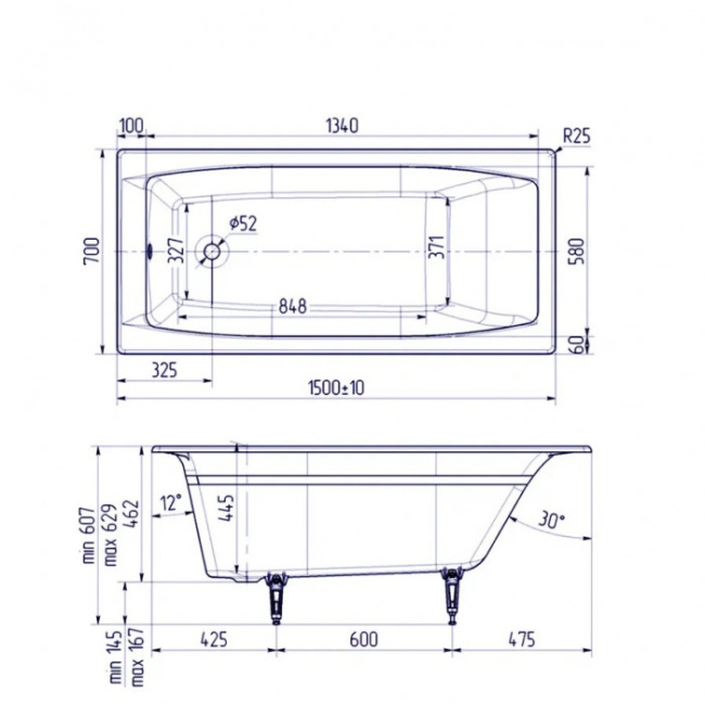 Delice Repos 150х70 с черными матовыми ручками DLR220507RB