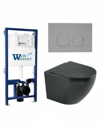 Комплект унитаза с инсталляцией и кнопкой Weltwasser BAMBERG 525 + MERZBACH 043 MT-BL + BAMBERG CR