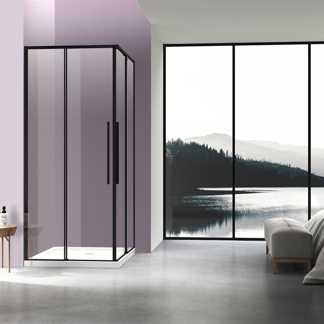Vincea Slim-N VSS-4SN8010CLB, 1000*800, черный, стекло прозрачное
