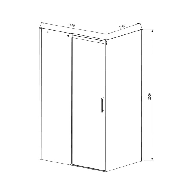 Vincea Dice VSR-4D1011CLGM, 1100*1000, вороненая сталь, стекло прозрачное