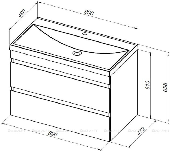 Aquanet Нота New 90 белый глянец без раковины (00335419)