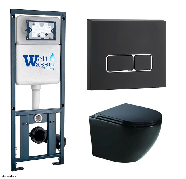 Унитаз с инсталляцией WeltWasser MARBERG 410 + MERZBACH 043 GL-BL + MAR 410 SE MT-BL