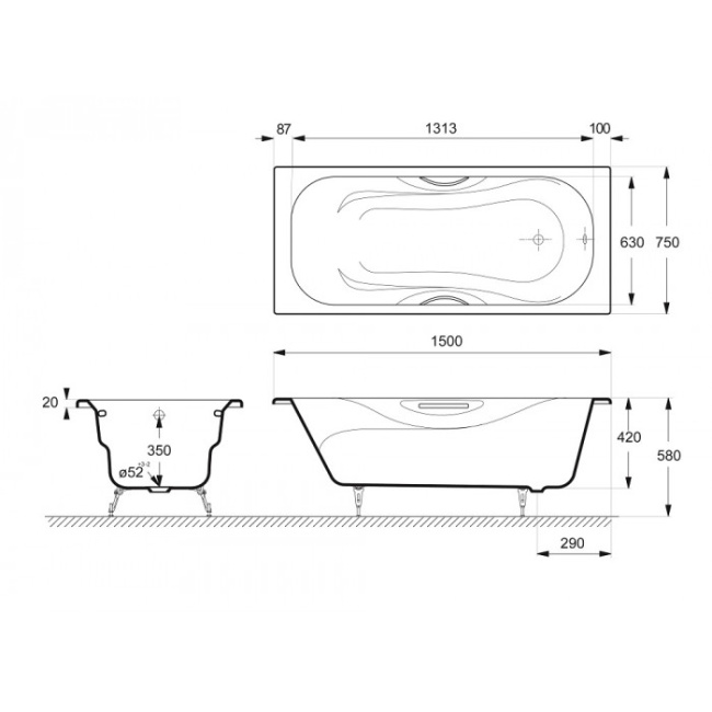 Delice Malibu 150х75 с отверстиями под ручки DLR230607R