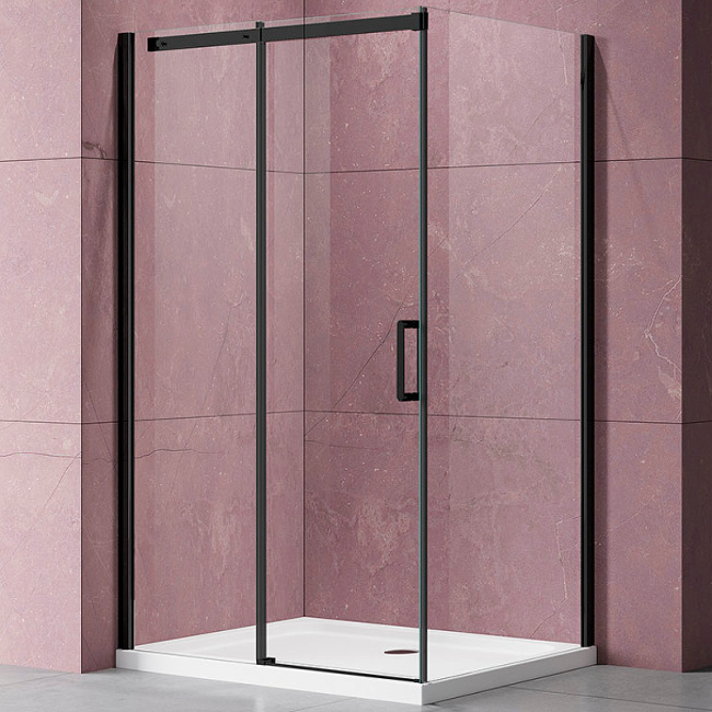 Vincea Dice 110x100 VSR-4D1011CLB профиль Черный стекло прозрачное без поддона