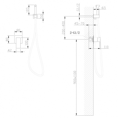 ABBER Daheim AF8225G с гигиеническим душем, золото матовое