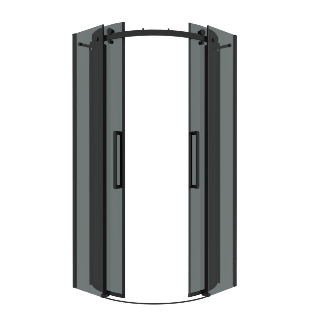 Grossman 301.K33.04.1010.21.10 Classic (100*100*195) полукруг,раздвижн,черн.мат,стекло тониров без поддона