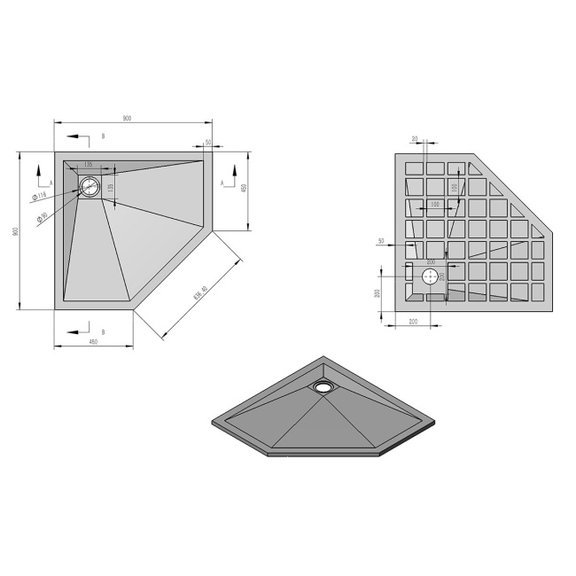 Vincea VST-4SP9090W, 900*900, белый матовый