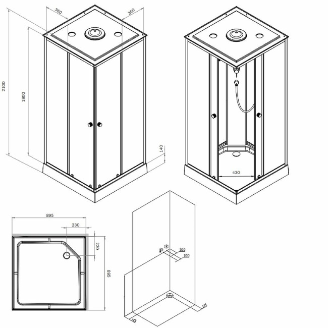 Am.Pm X-Joy 90х90 W94C-403-090BT без гидромассажа