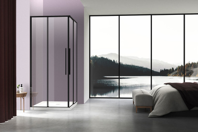 Vincea Slim-N VSS-4SN8010CLB, 1000*800, черный, стекло прозрачное