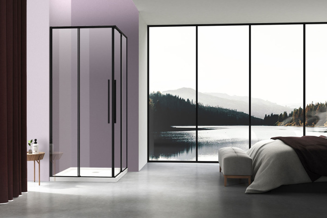 Vincea Slim-N VSS-4SN8010CLB, 1000*800, черный, стекло прозрачное