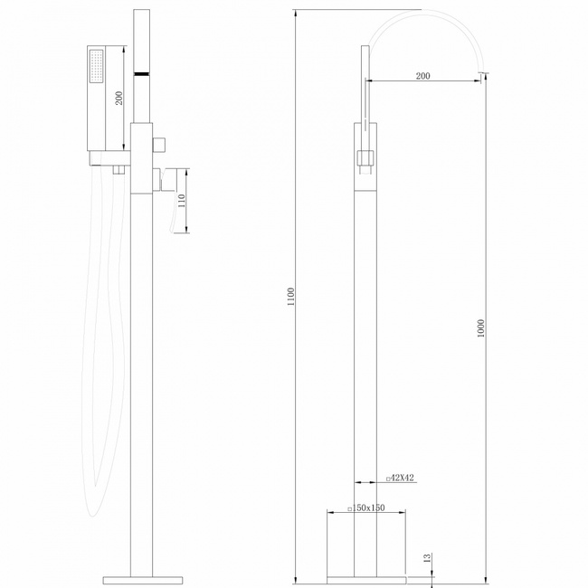 ABBER Wasserfall AF8615G напольный, золото матовое