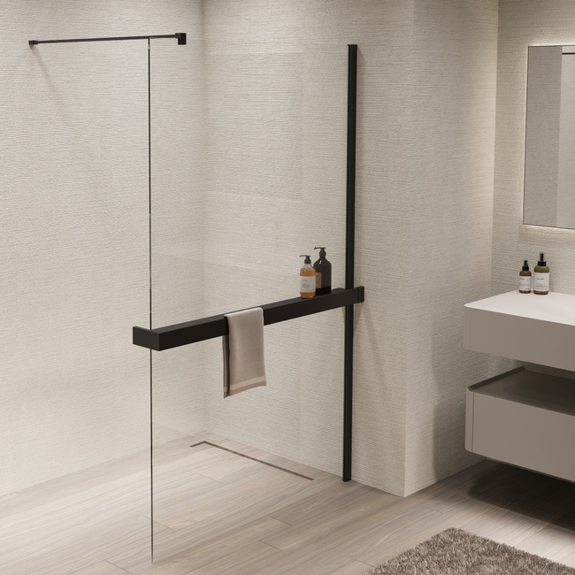 Vincea Walk-In VSW-1HR110CLB, 1100*2000, черный, стекло прозрачное