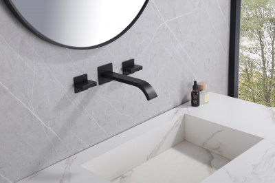 ABBER Wasserfall AF8612B для раковины скрытого монтажа, черный матовый