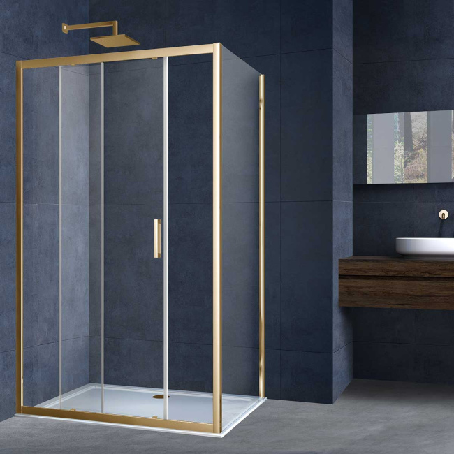 Vincea Alpha VSR-3AL9014CLG, 1400*900, брашированное золото, стекло прозрачное без поддона