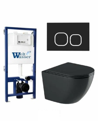 Комплект унитаза с инсталляцией и кнопкой Weltwasser BAMBERG 525 + MERZBACH 043 MT-BL + BAMBERG BL