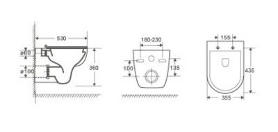 Унитаз с инсталляцией WeltWasser BAMBERG 525+BAARBACH 004 GL-WT+BAMBERG BL белый/кнопка черная, безободковый, с крышкой микролифт