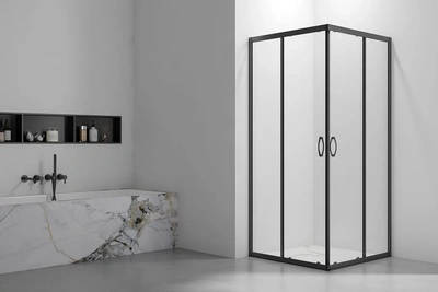 Veconi Rovigo RV-101B, 900x800x1900, черный, стекло прозрачное без поддона
