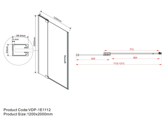 Vincea Extra VDP-1E1112CLGM, 1100/1200, вороненая сталь, стекло прозрачное