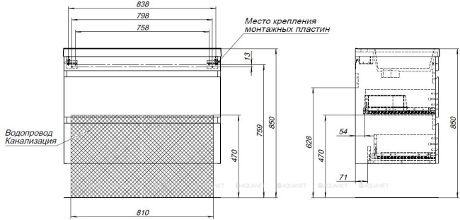 Aquanet Нота New 90 белый глянец без раковины (00335419)