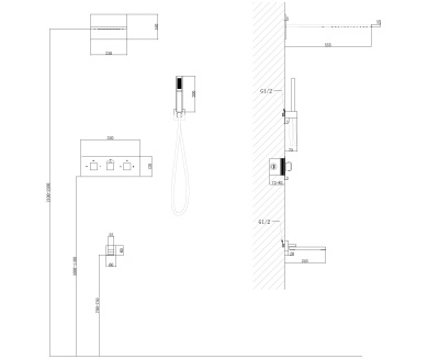 Abber Daheim AF8253 скрытого монтажа с изливом, термостат, хром