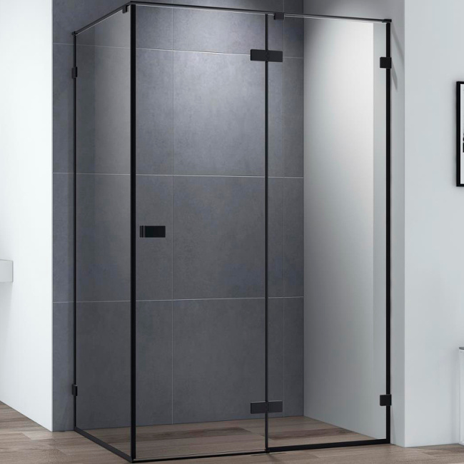 Cezares Bellagio 120x80 BELLAGIO-AH-1-120/80-C-NERO профиль Черный матовый стекло прозрачное без поддона