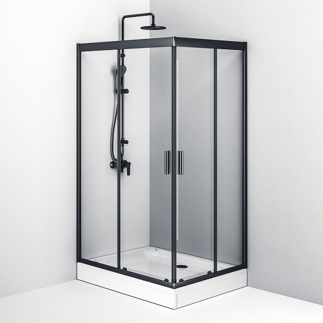 AM.PM Gem 120х90 W90G-404-120290-BT профиль Черный матовый стекло прозрачное без поддона