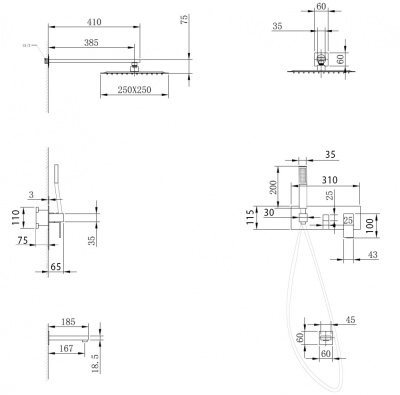 Abber Daheim AF8217B скрытого монтажа с изливом, черная матовая