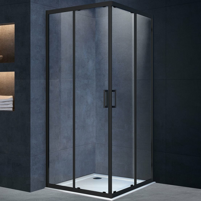 Vincea Alpha 100x100 VSS-3AL100CLB профиль Черный стекло прозрачное без поддона