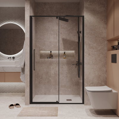 Niagara Nova NG-85-12AB (120*195) черный матовый, стекло прозрачное, 1 место