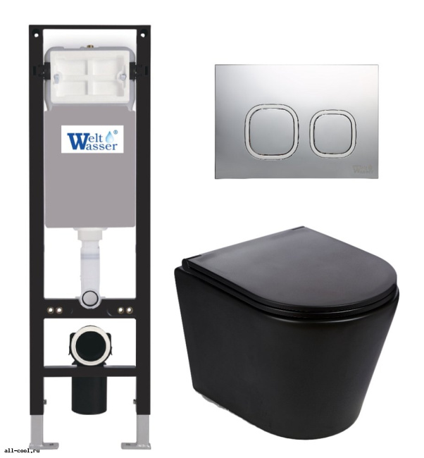 Унитаз с инсталляцией WeltWasser AMBERG 350 + SALZBACH 043 MT-BL + AMBERG RD-CR