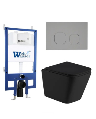 Комплект унитаза с инсталляцией и кнопкой Weltwasser BAMBERG 545 + GELBACH 043 MT-BL + BAMBERG CR