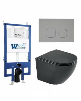 Комплект унитаза с инсталляцией и кнопкой Weltwasser BAMBERG 545 + MERZBACH 043 MT-BL + BAMBERG CR