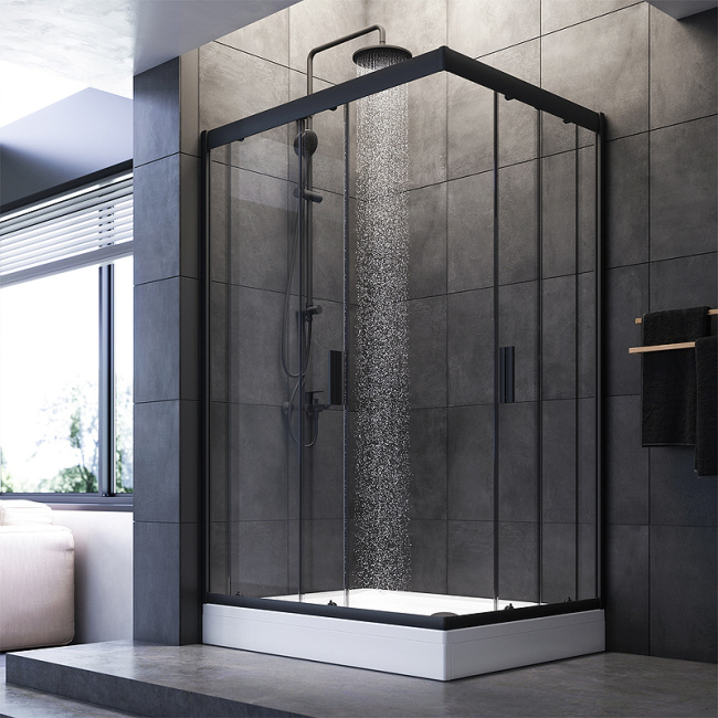 AM.PM Gem 120х90 W90G-404-120290-BT профиль Черный матовый стекло прозрачное без поддона