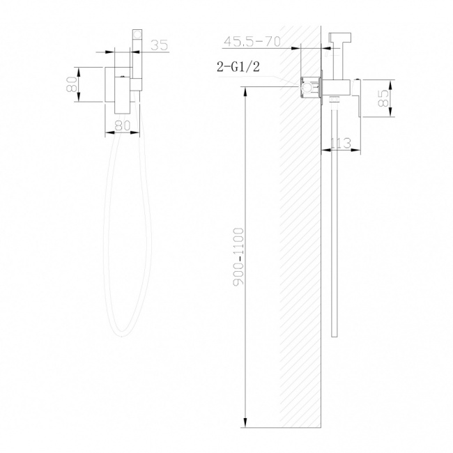 ABBER Daheim AF8226G с гигиеническим душем, золото матовое