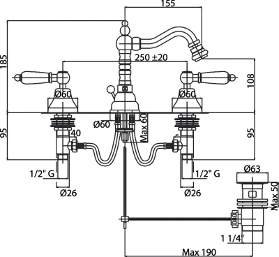 Cezares Diamond DIAMOND-BBS2-02-Sw с донным клапаном