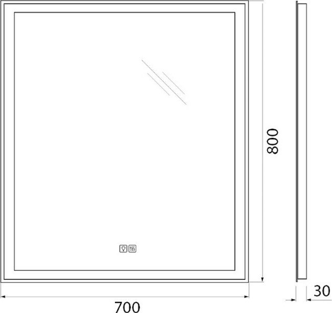 BelBagno 70 SPC-GRT-700-800-LED-TCH-WARM с подсветкой с подогревом с сенсорным выключателем