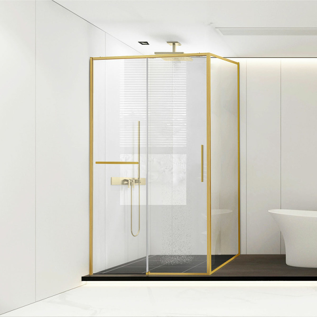 Vincea Slim Soft 140x90 VSR-1SS9014CLG профиль Брашированное золото стекло прозрачное без поддона